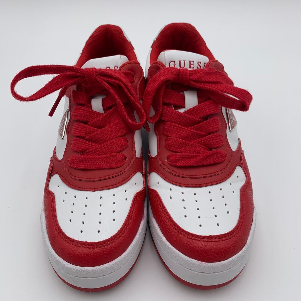 Guess Miram Platform Sneakers Womens Size 6 M Red‎ White Lace Up Shoes Trendy